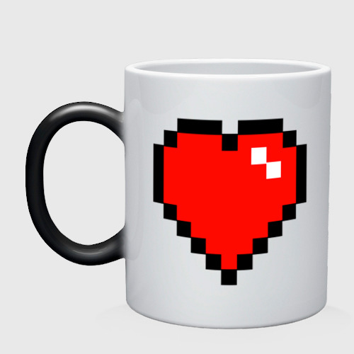 Кружка хамелеон Minecraft сердце, цвет белый + черный