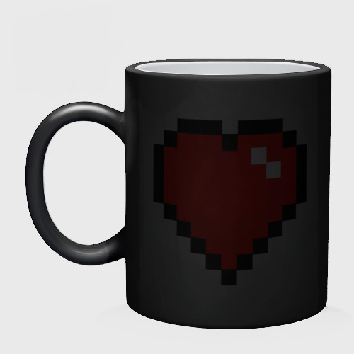 Кружка хамелеон Minecraft сердце, цвет белый + черный - фото 3