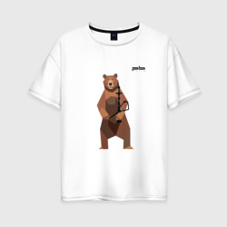 Женская футболка хлопок Oversize Медведь и shisha