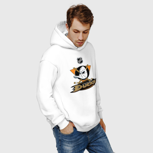 Мужское худи Oversize хлопок Anaheim Ducks Black, цвет белый - фото 7