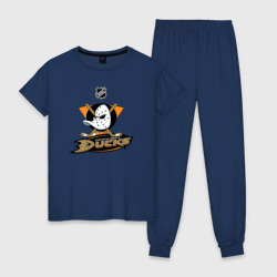 Женская пижама хлопок Anaheim Ducks Black