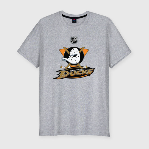 Мужская футболка хлопок Slim Anaheim Ducks Black, цвет меланж