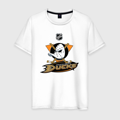 Мужская футболка из хлопка с принтом Anaheim Ducks Black, вид спереди №1