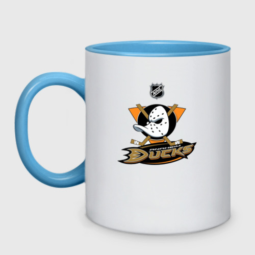 Кружка двухцветная Anaheim Ducks Black, цвет белый + небесно-голубой