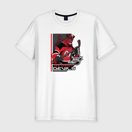 Мужская футболка хлопок Slim New Jersey Devils, цвет белый