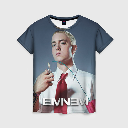 Женская футболка с принтом Eminem, вид спереди №1