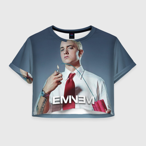 Женская футболка Crop-top 3D Eminem, цвет 3D печать