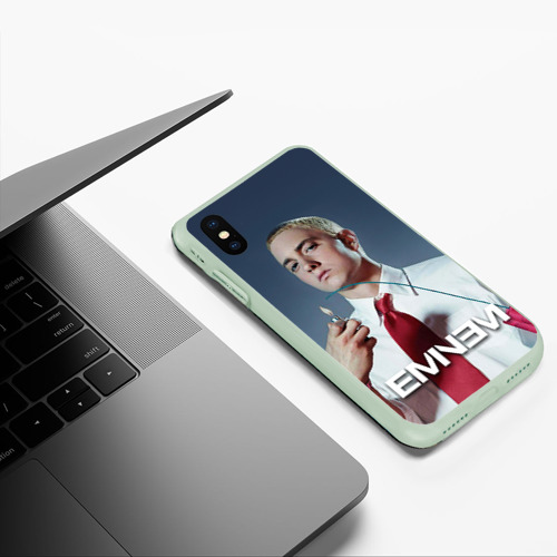 Чехол для iPhone XS Max матовый Eminem, цвет салатовый - фото 5