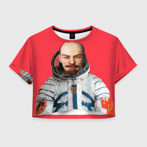 Женская футболка Crop-top 3D Ленин космонавт, цвет 3D печать