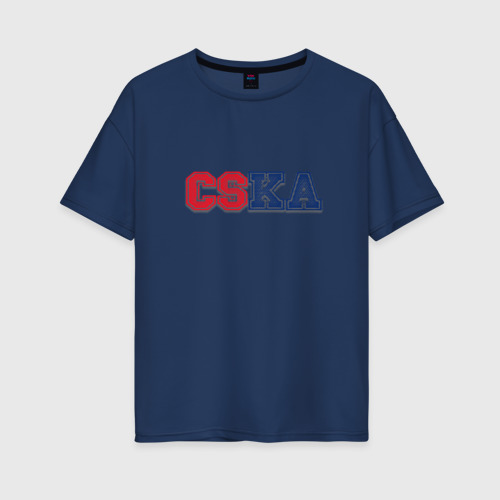 Женская футболка хлопок Oversize с принтом CSKA, вид спереди #2