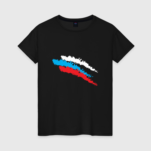 Женская футболка хлопок Россия, цвет черный
