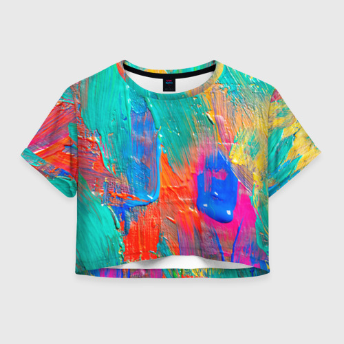 Женская футболка Crop-top 3D Абстракция красок, цвет 3D печать