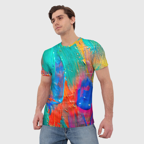Мужская футболка 3D Абстракция красок - фото 3