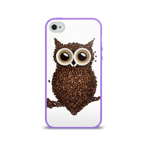 Чехол для Apple iPhone 4/4S силиконовый глянцевый Сова из кофе Фото 01 Чехол для Apple iPhone 4/4S силиконовый глянцевый Сова из кофе Фото 01