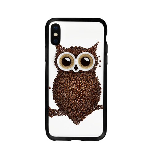Чехол для Apple iPhone X силиконовый глянцевый Сова из кофе Фото 01 Чехол для Apple iPhone X силиконовый глянцевый Сова из кофе Фото 01