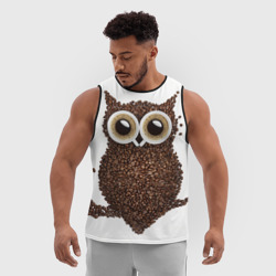 Мужская спортивная майка 3D Сова из кофе - фото 2