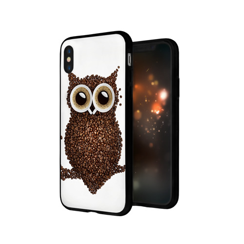 Чехол для Apple iPhone X силиконовый глянцевый Сова из кофе Фото 01 Чехол для Apple iPhone X силиконовый глянцевый Сова из кофе Фото 01
