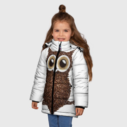Зимняя куртка для девочек 3D Сова из кофе - фото 2