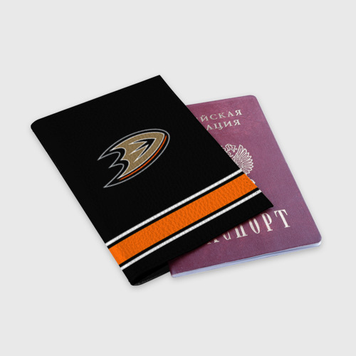 Обложка для паспорта матовая кожа Anaheim Ducks Selanne, цвет черный - фото 3