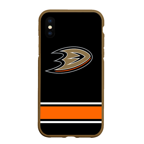Чехол для iPhone XS Max матовый Anaheim Ducks Selanne, цвет коричневый