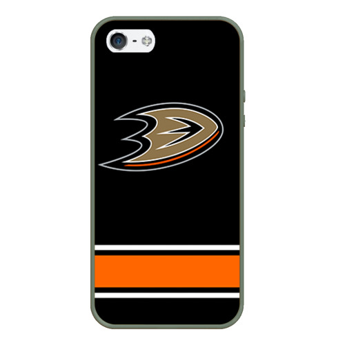 Чехол для iPhone 5/5S матовый Anaheim Ducks Selanne, цвет темно-зеленый