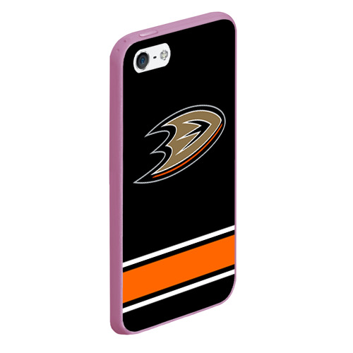 Чехол для iPhone 5/5S матовый Anaheim Ducks Selanne, цвет розовый - фото 3