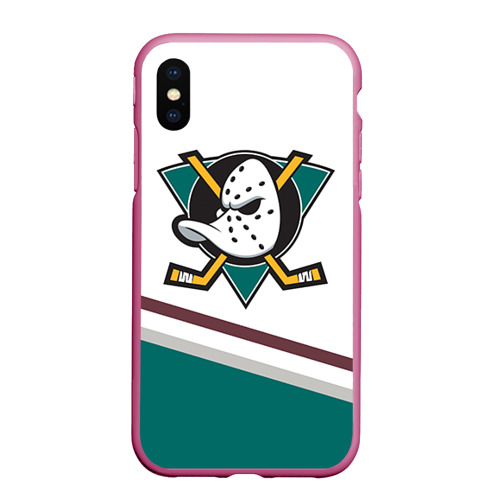 Чехол для iPhone XS Max матовый Anaheim Ducks Selanne, цвет малиновый