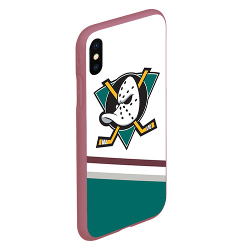 Чехол для iPhone XS Max матовый Anaheim Ducks Selanne, цвет малиновый - фото 3