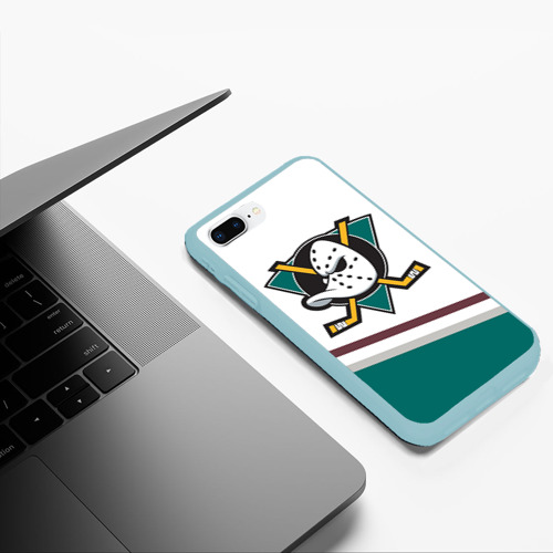 Чехол для iPhone 7Plus/8 Plus матовый Anaheim Ducks Selanne, цвет мятный - фото 5