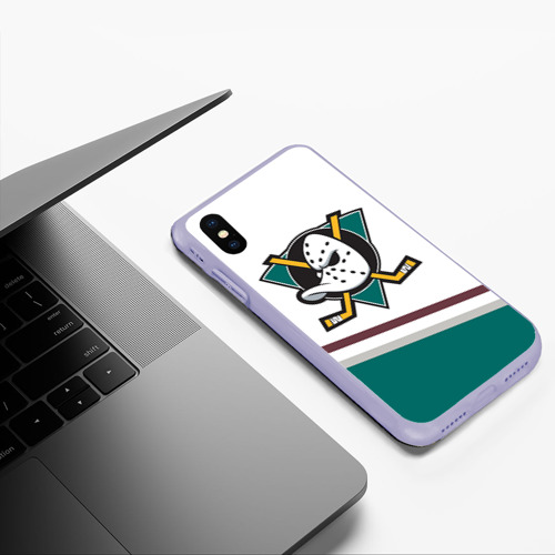 Чехол для iPhone XS Max матовый Anaheim Ducks Selanne, цвет светло-сиреневый - фото 5