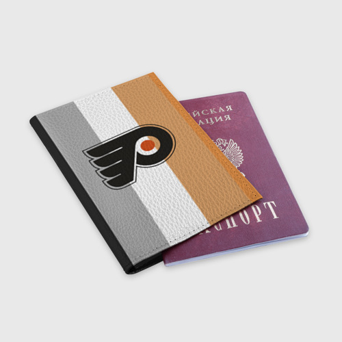 Обложка для паспорта матовая кожа Philadelphia Flyers, цвет черный - фото 3