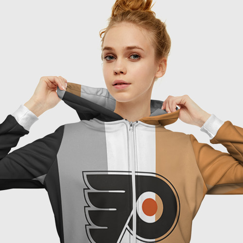 Женская толстовка 3D на молнии Philadelphia Flyers, цвет белый - фото 5