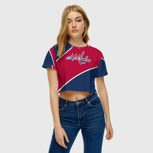 Женская футболка Crop-top 3D Washington Capitals, цвет 3D печать - фото 3