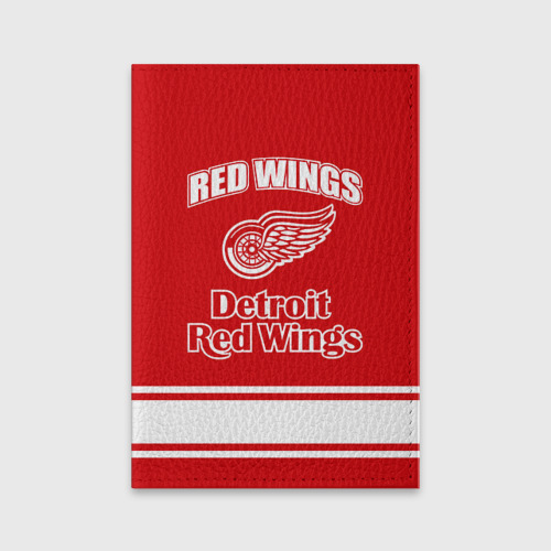 Обложка для паспорта матовая кожа Detroit red wings, цвет черный