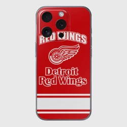 Чехол для iPhone 15 Pro силиконовый с защитой камеры Detroit red wings