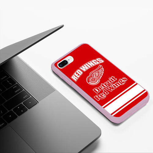 Чехол для iPhone 7Plus/8 Plus матовый Detroit red wings, цвет розовый - фото 5