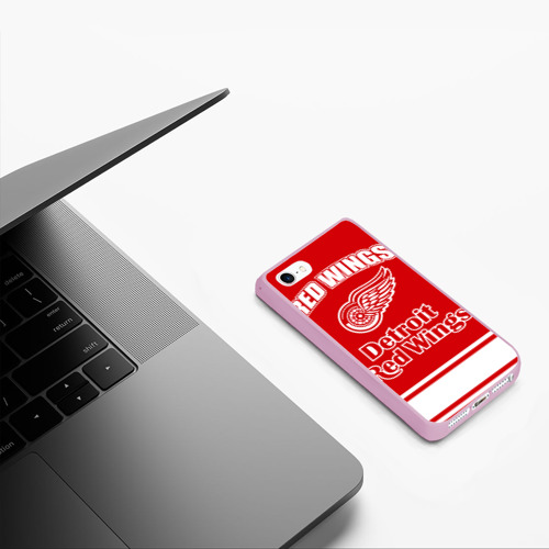 Чехол для iPhone 5/5S матовый Detroit red wings, цвет розовый - фото 5