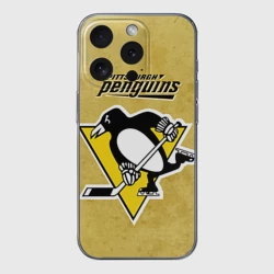 Чехол для iPhone 15 Pro силиконовый с защитой камеры Pittsburgh Pinguins