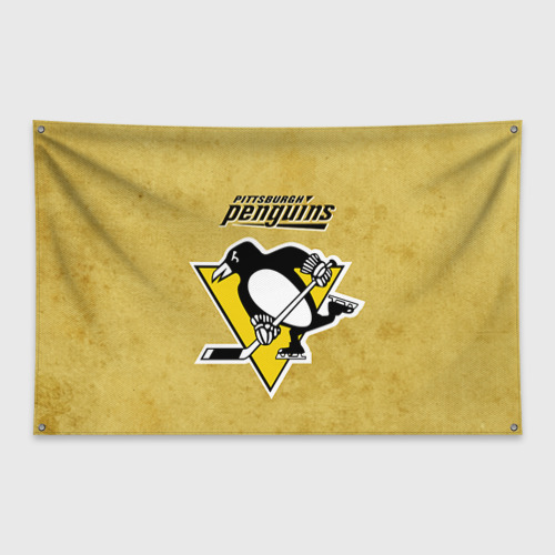 Флаг-баннер с принтом Pittsburgh Pinguins, вид спереди №1