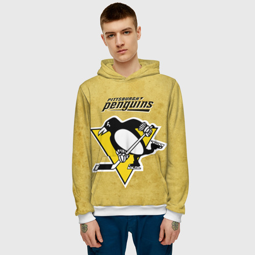 Мужская толстовка 3D Pittsburgh Pinguins, цвет белый - фото 3