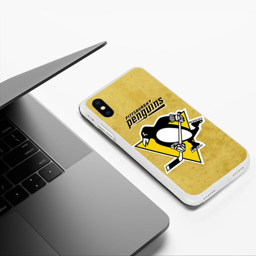 Чехол для iPhone XS Max матовый Pittsburgh Pinguins, цвет белый - фото 5