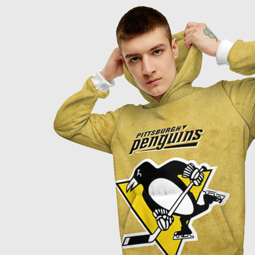 Мужская толстовка 3D Pittsburgh Pinguins, цвет белый - фото 5