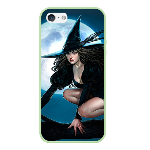Чехол для iPhone 5/5S матовый Ведьма, цвет салатовый
