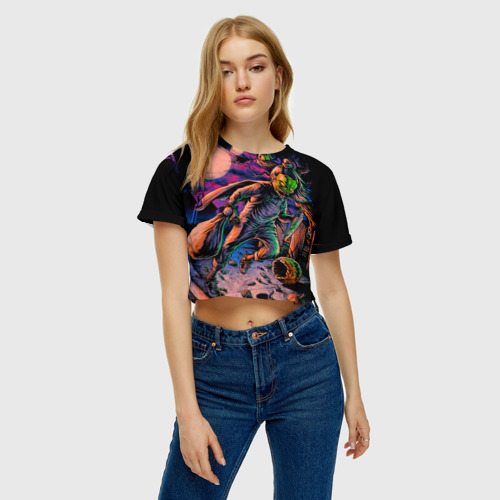 Женская футболка Crop-top 3D Хэллоуин, цвет 3D печать - фото 3