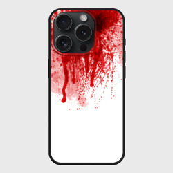 Чехол силиконовый для Apple iPhone 15 Pro Мax матовый Кровь: брызки, капли стекает пятнами текстура на белом