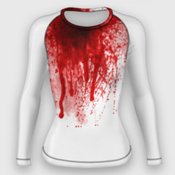 Женский рашгард 3D Кровь: брызки, капли стекает пятнами текстура на белом