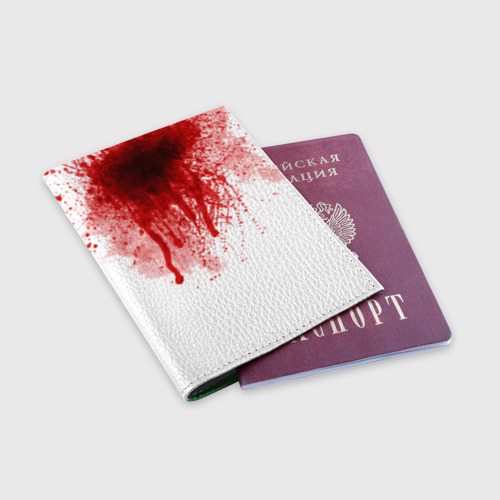 Обложка для паспорта матовая кожа Кровь, цвет зеленый - фото 3
