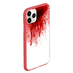 Чехол для iPhone 11 Pro Max матовый Кровь: брызки, капли стекает пятнами текстура на белом - фото 2
