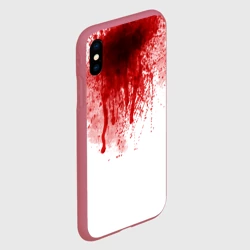 Чехол для iPhone XS Max матовый Кровь: брызки, капли стекает пятнами текстура на белом - фото 2