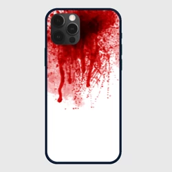 Чехол для iPhone 12 Pro Кровь: брызки, капли стекает пятнами текстура на белом